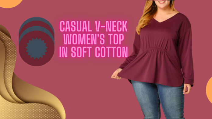 Casual V-Neck Women's Top in Soft Cotton